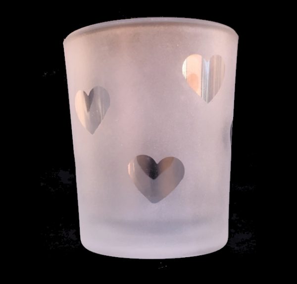 Heart Frosted Votive Candle Container
