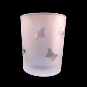 Small Butterfly Frosted Votive Candle Container