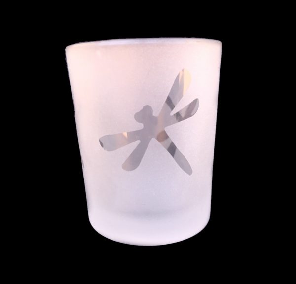 large Dragonfly Frosted Votive Candle Container