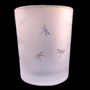 small Dragonfly Frosted Votive Candle Container