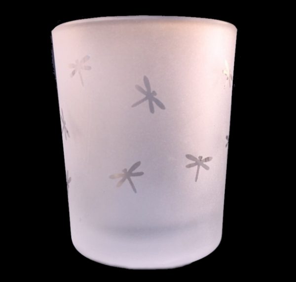 small Dragonfly Frosted Votive Candle Container